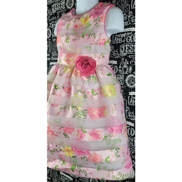 Wonder Nation Pink Floral Dress Size 5T - Picture 3 of 11